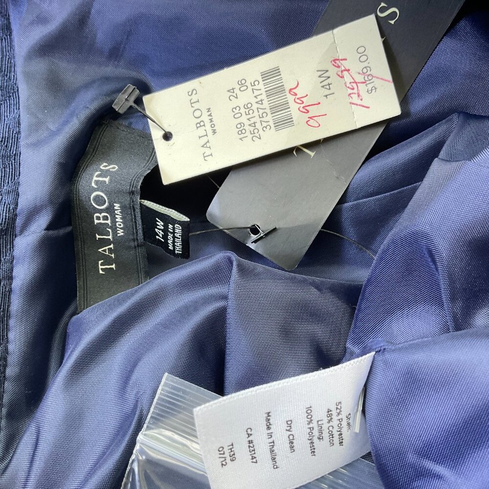 Talbots Jacket Cotton Blend Navy Plus (14W) NWT - Picture 8 of 9